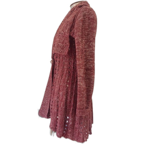 Anthropologie Rosie Neira All Days Red Wool Cardigan Sweater Small - Picture 5 of 6